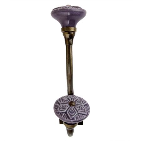 Purple Wheel Flower Ceramic Antique Iron Hook
